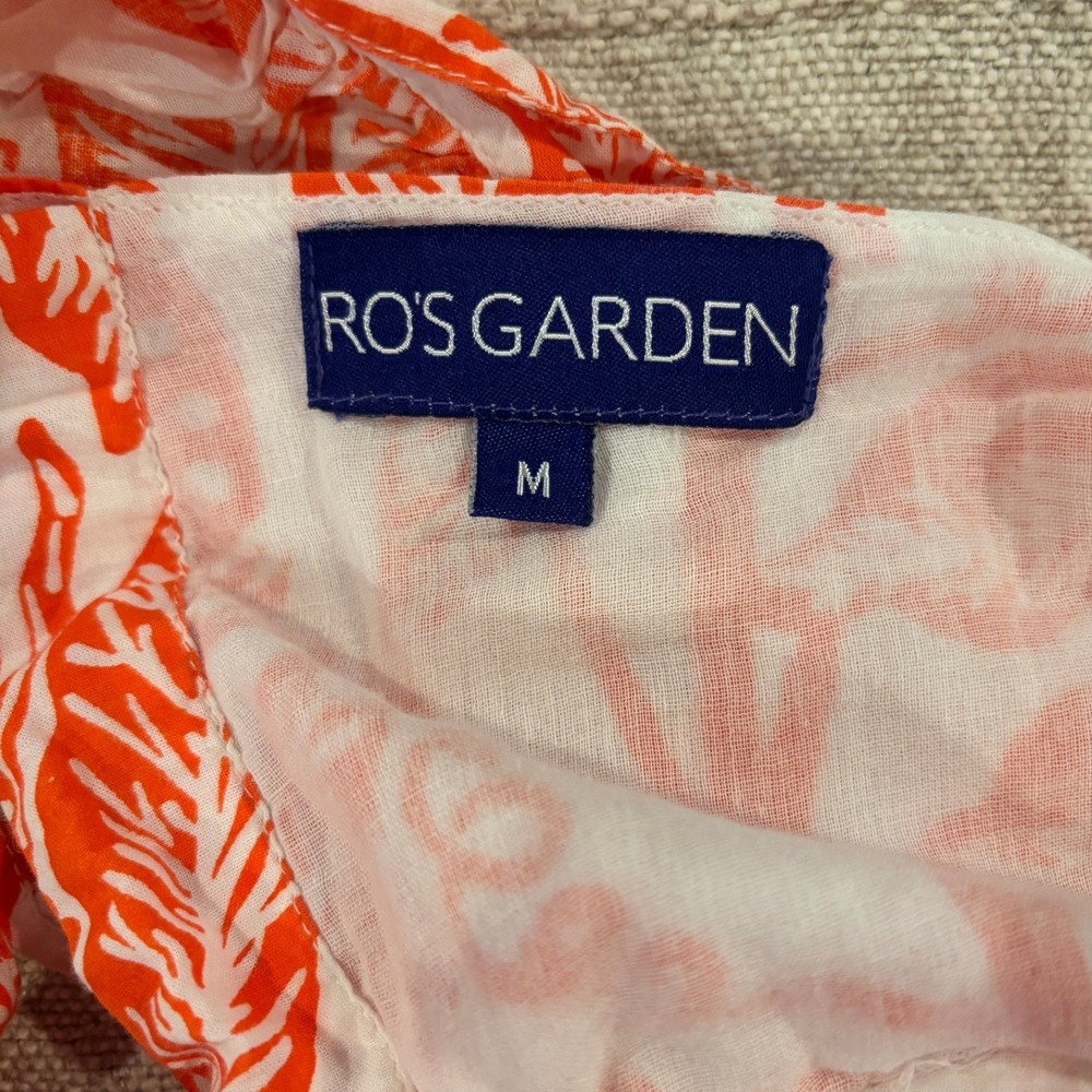 Ro's Garden Orange Floral Block-Print Tiered Maxi Dress Size M Anthropologie - Picture 5 of 7